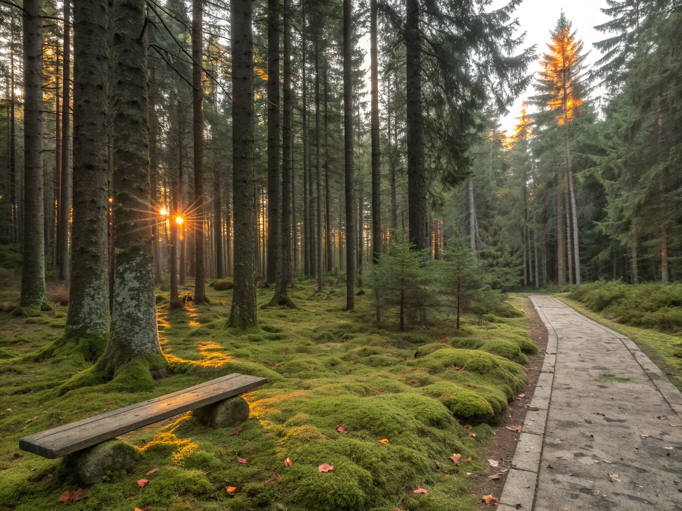 Ruhige Waldlandschaft mit grünen Bäumen
